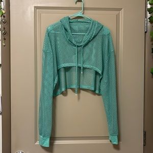 Amazon Mesh Long-Sleeve Crop Hoodie